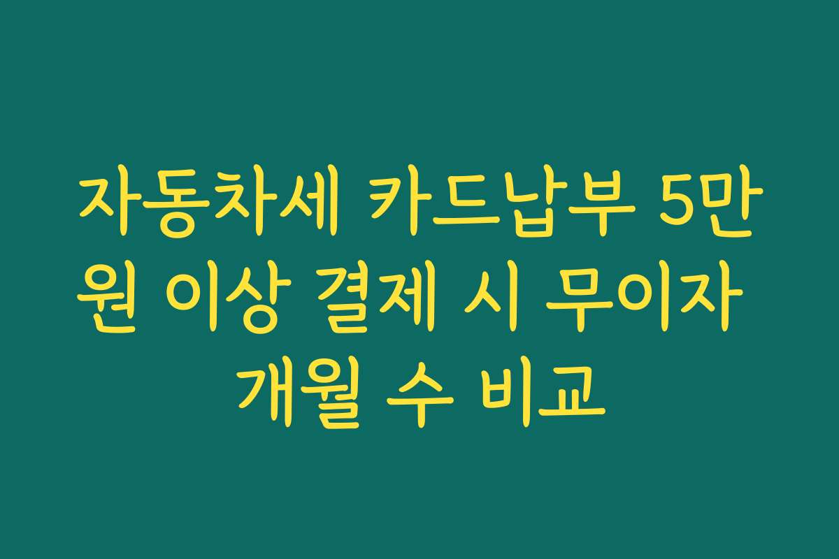 자동차세 카드납부 5만원 이상 결제 시 무이자 개월 수 비교