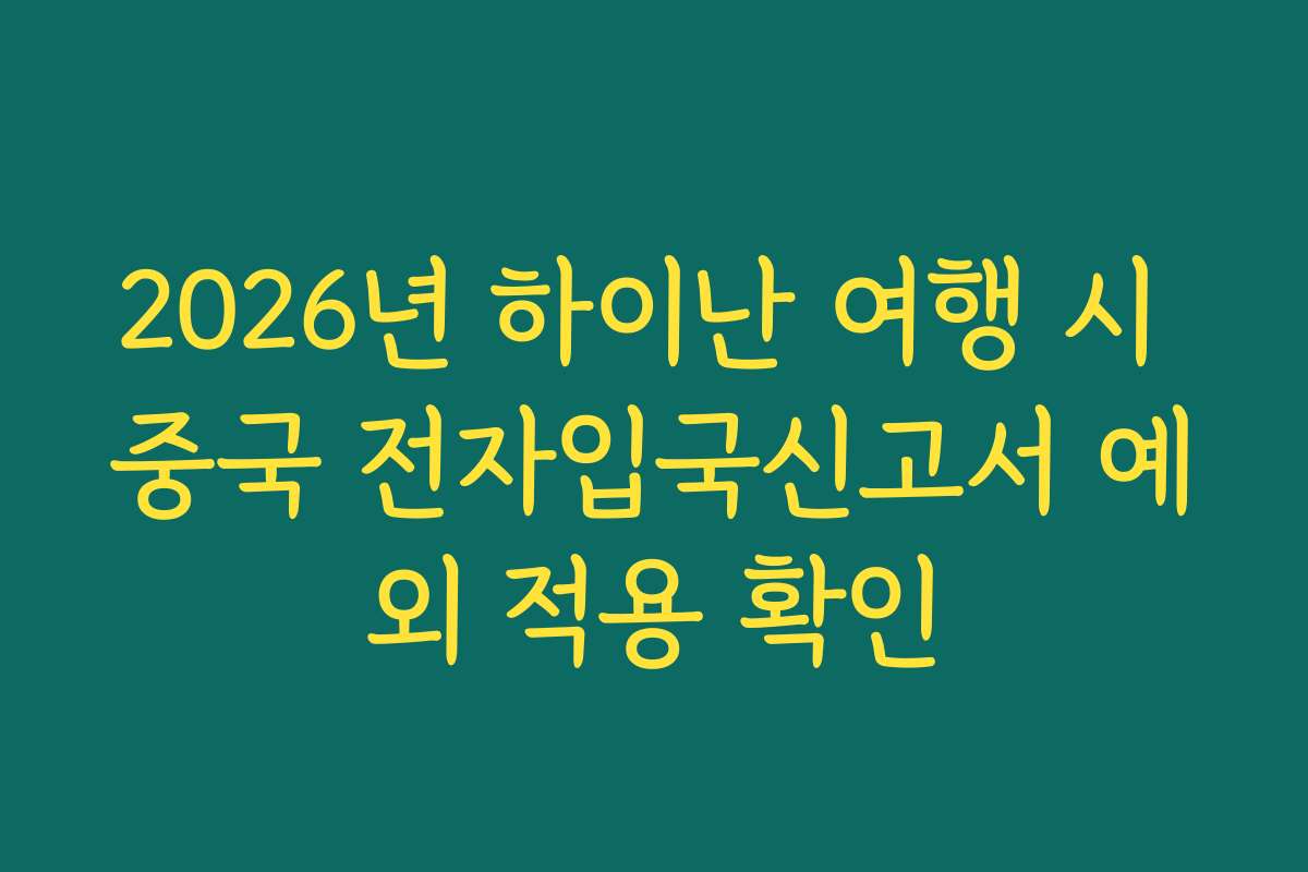 2026년 하이난 여행 시 중국 전자입국신고서 예외 적용 확인 2026년 하이난 여행 시 중국 전자입국신고서 예외 적용 확인