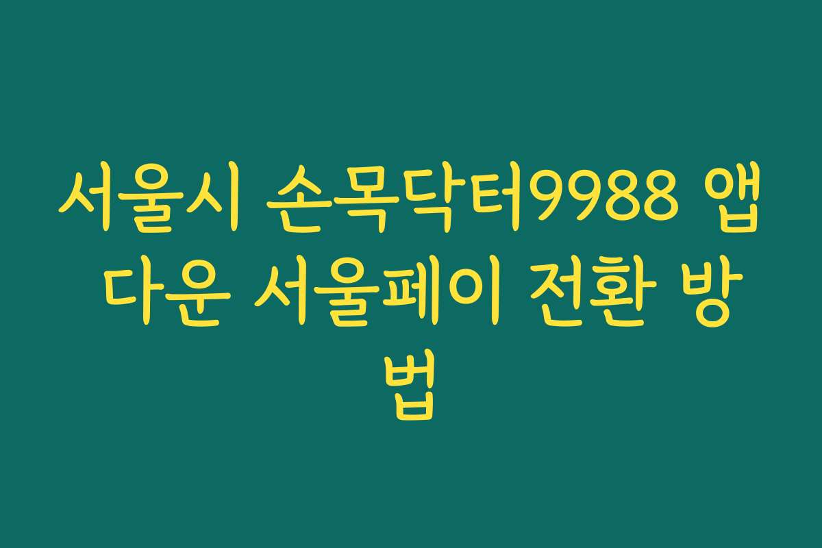 서울시 손목닥터9988 앱 다운 서울페이 전환 방법 서울시 손목닥터9988 앱 다운 서울페이 전환 방법