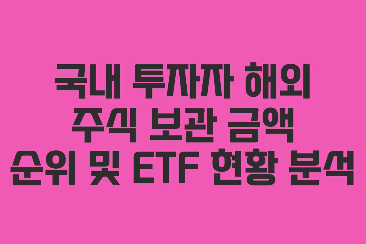 국내 투자자 해외 주식 보관 금액 순위 및 ETF 현황 분석