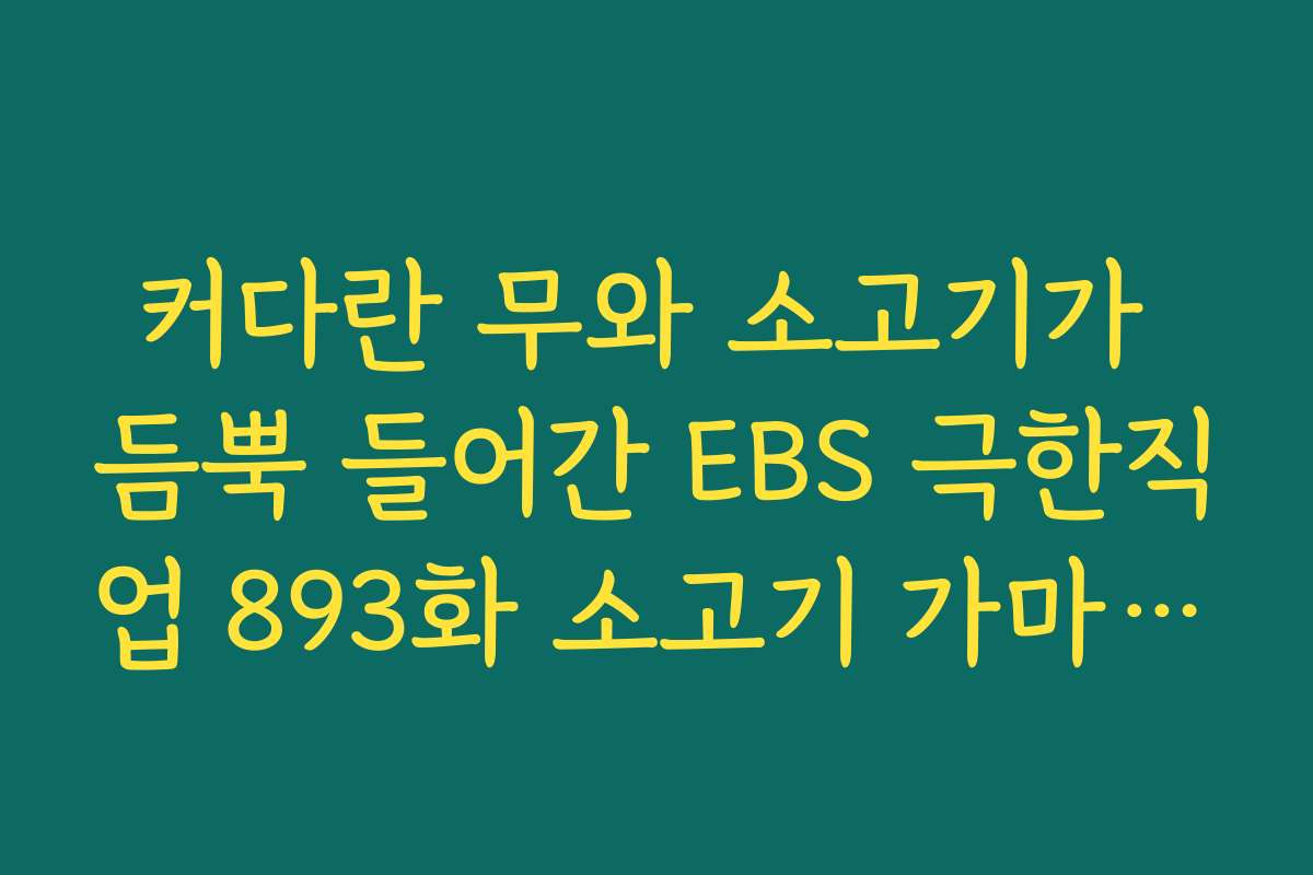 커다란 무와 소고기가 듬뿍 들어간 EBS 극한직업 893화 소고기 가마솥 국밥집
