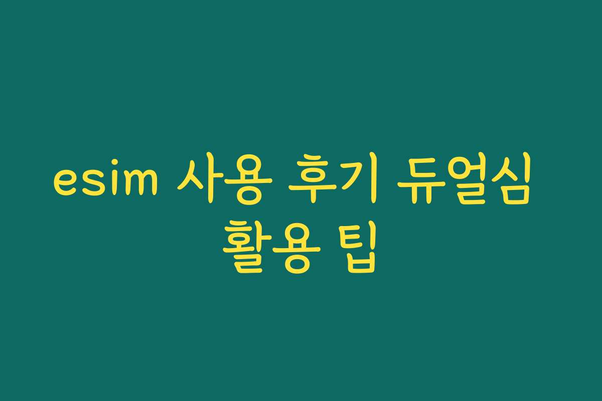 esim 사용 후기 듀얼심 활용 팁