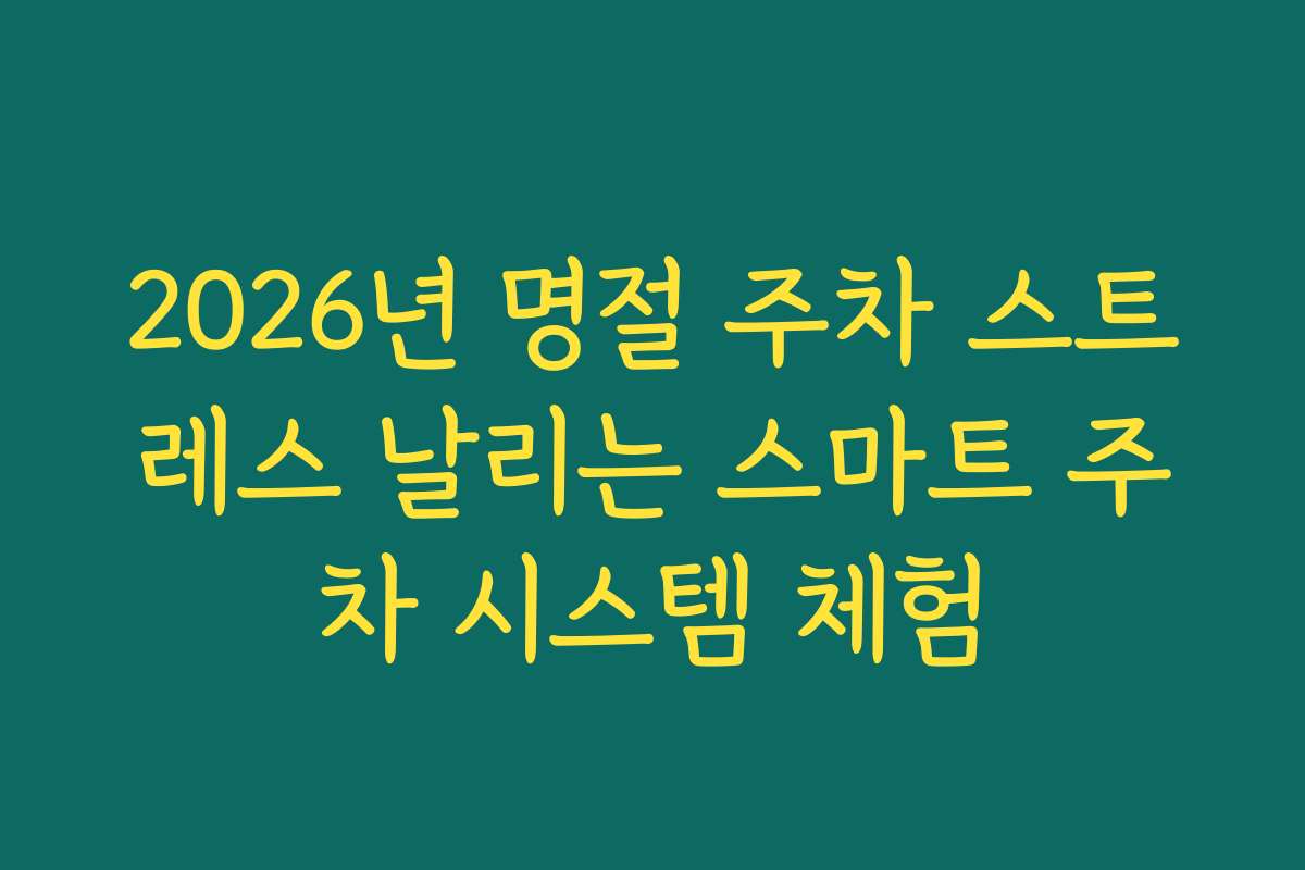 2026년 명절 주차 스트레스 날리는 스마트 주차 시스템 체험