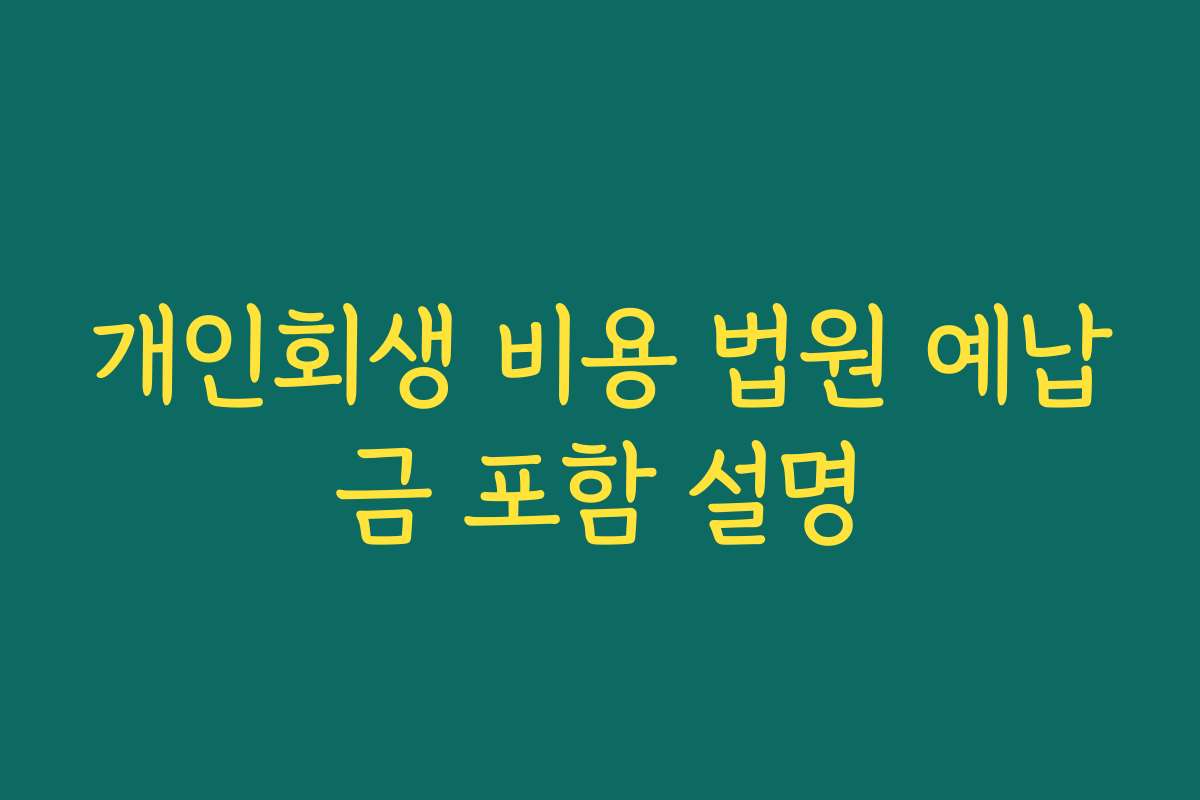 개인회생 비용 법원 예납금 포함 설명
