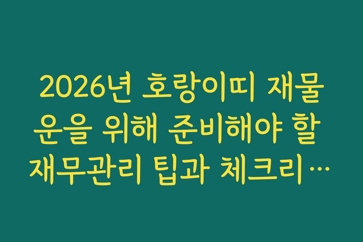2026년 호랑이띠 재물운을 위해 준비해야 할 재무관리 팁과 체크리스트