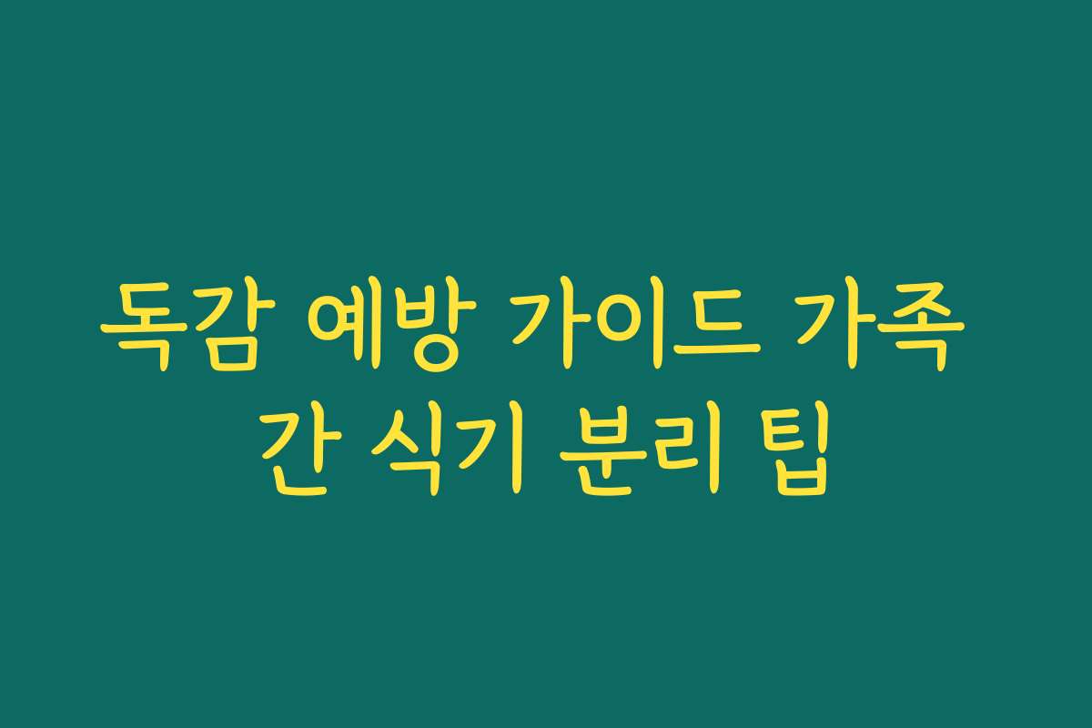 독감 예방 가이드 가족 간 식기 분리 팁