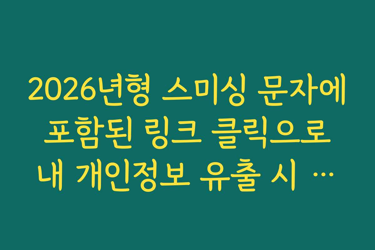 2026년형 스미싱 문자에 포함된 링크 클릭으로 내 개인정보 유출 시 후속 조치