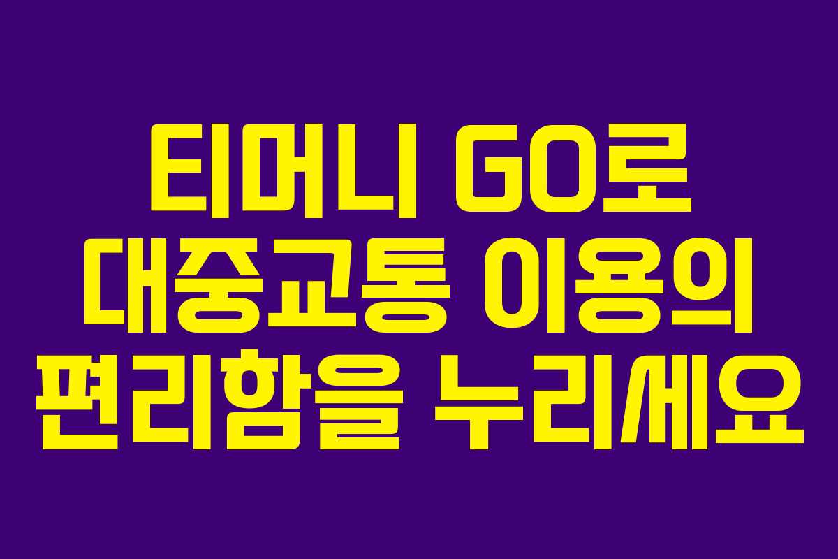 티머니 GO로 대중교통 이용의 편리함을 누리세요