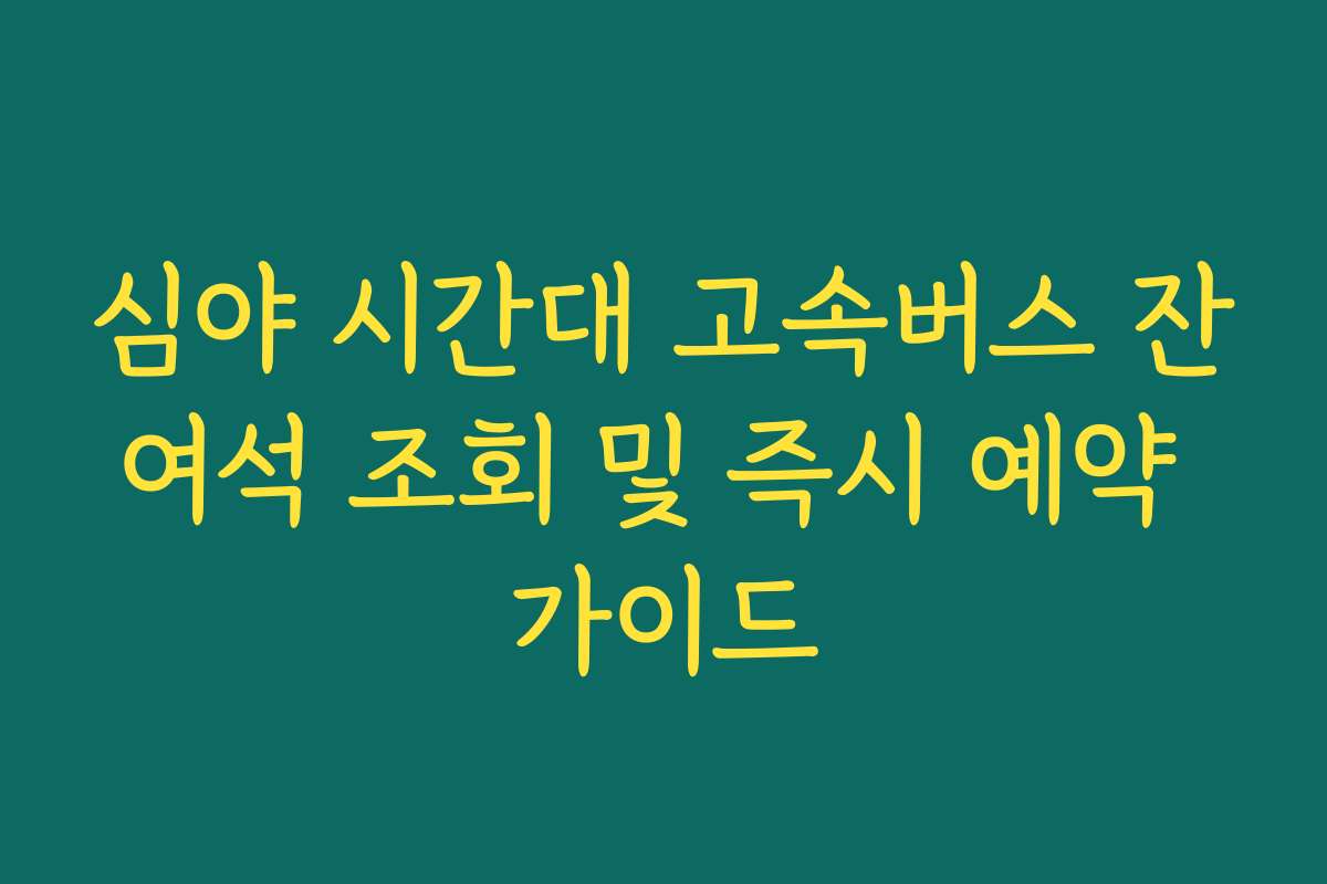 심야 시간대 고속버스 잔여석 조회 및 즉시 예약 가이드