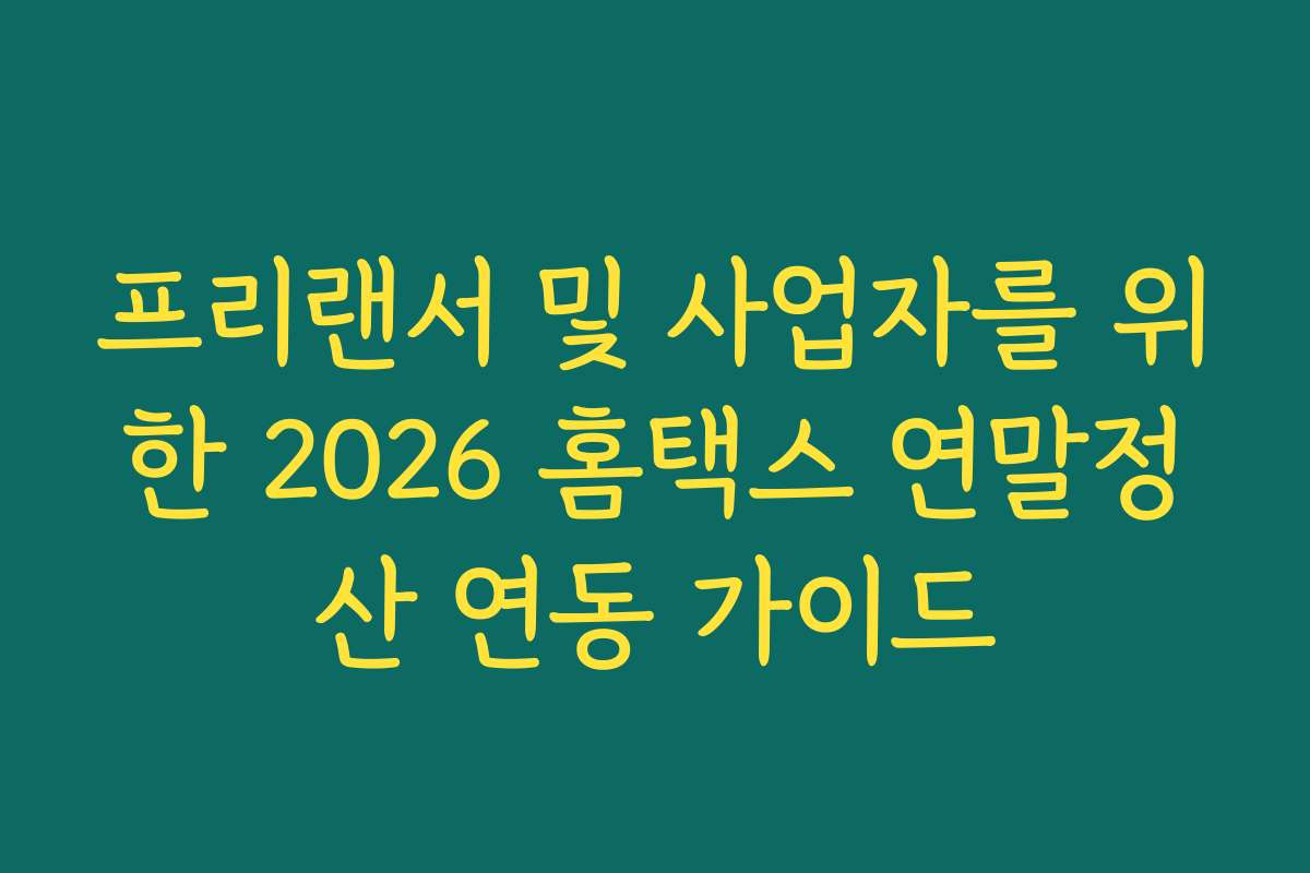 프리랜서 및 사업자를 위한 2026 홈택스 연말정산 연동 가이드