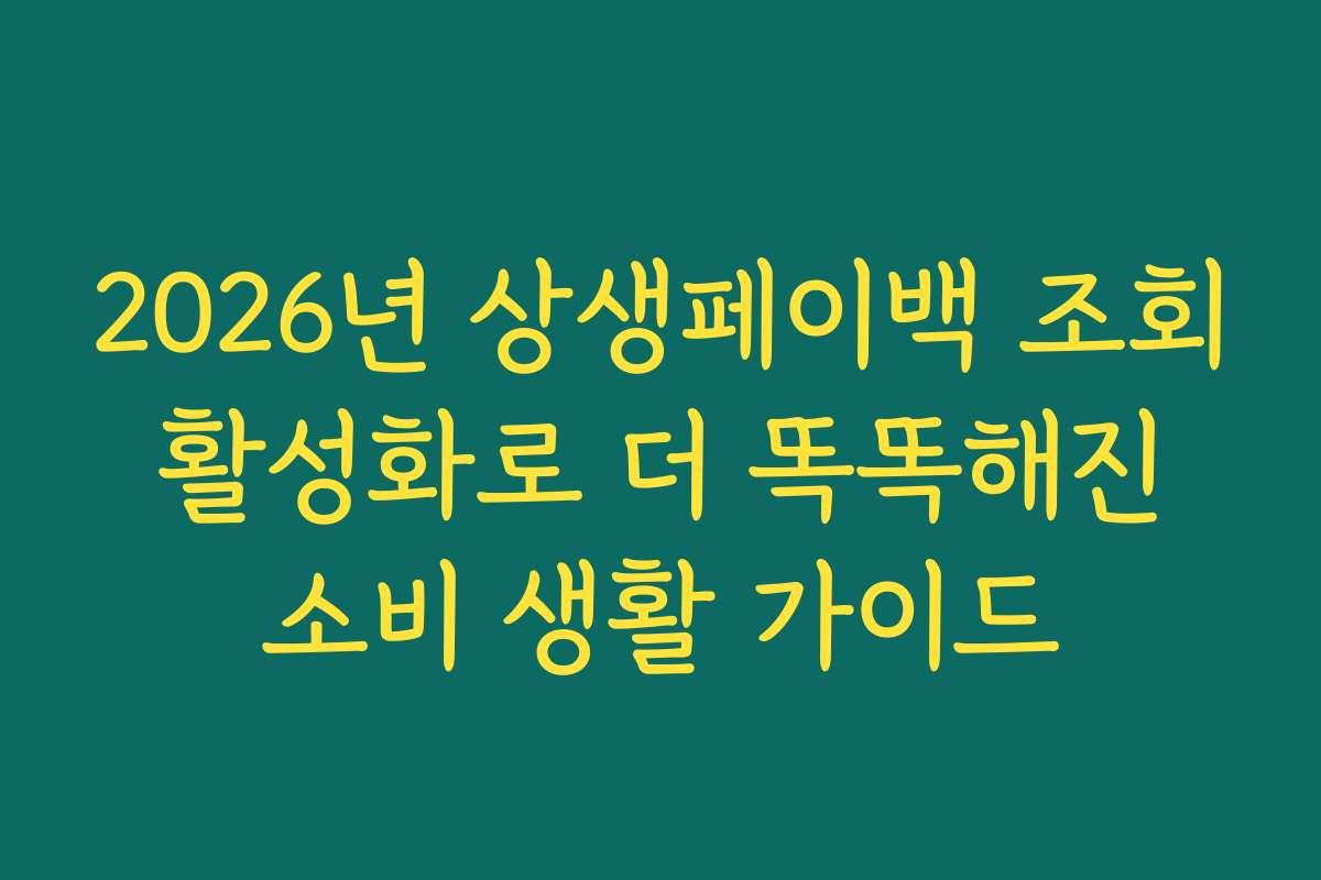 2026년 상생페이백 조회 활성화로 더 똑똑해진 소비 생활 가이드