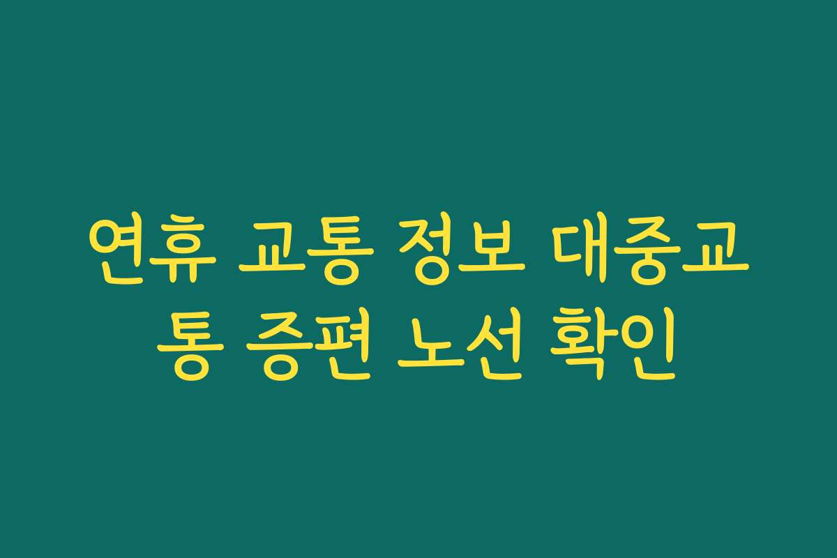 연휴 교통 정보 대중교통 증편 노선 확인