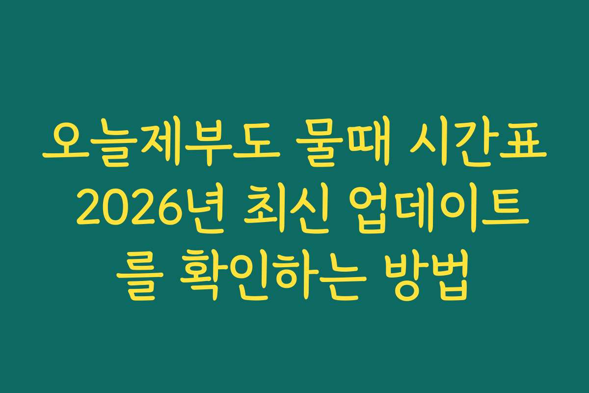 오늘제부도 물때 시간표 2026년 최신 업데이트를 확인하는 방법