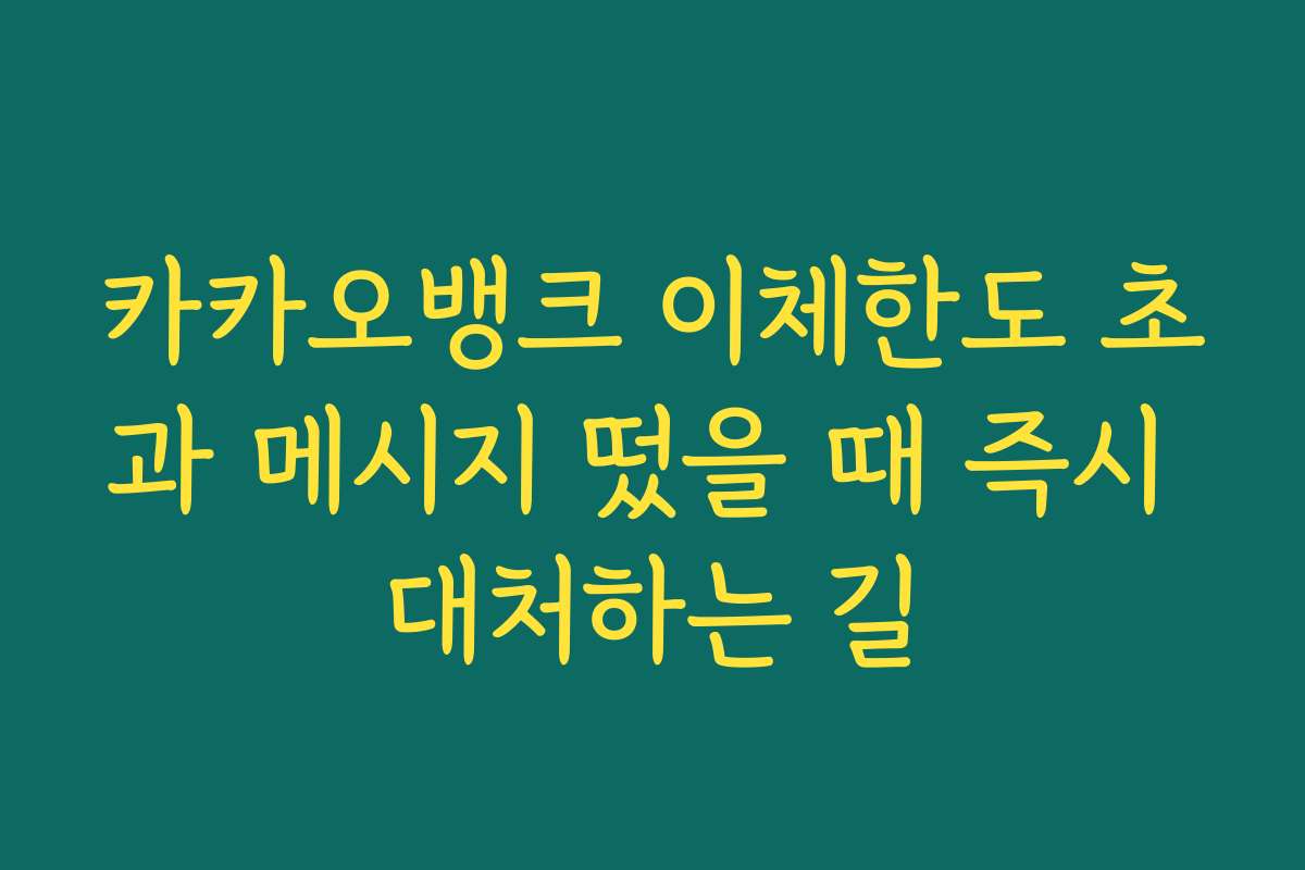 카카오뱅크 이체한도 초과 메시지 떴을 때 즉시 대처하는 길