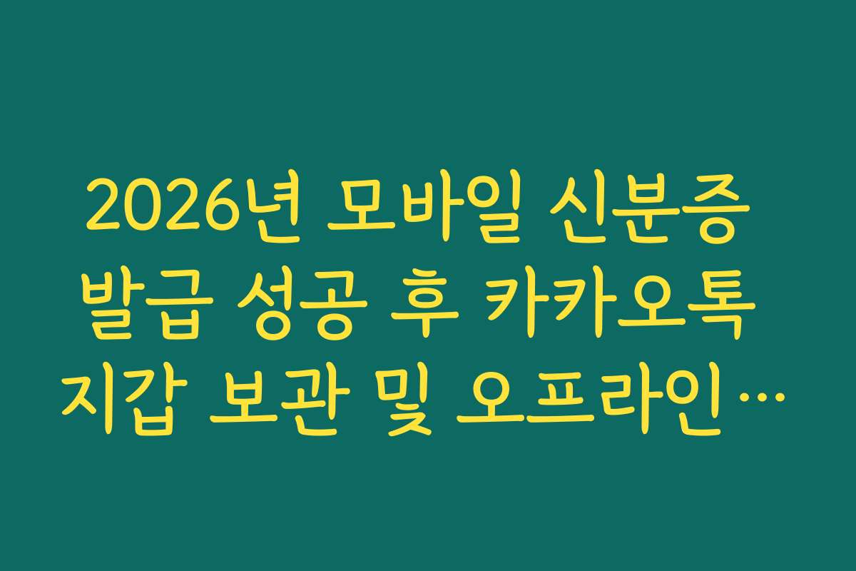 2026년 모바일 신분증 발급 성공 후 카카오톡 지갑 보관 및 오프라인 제시법 2026년 모바일 신분증 발급 성공 후 카카오톡 지갑 보관 및 오프라인 제시법