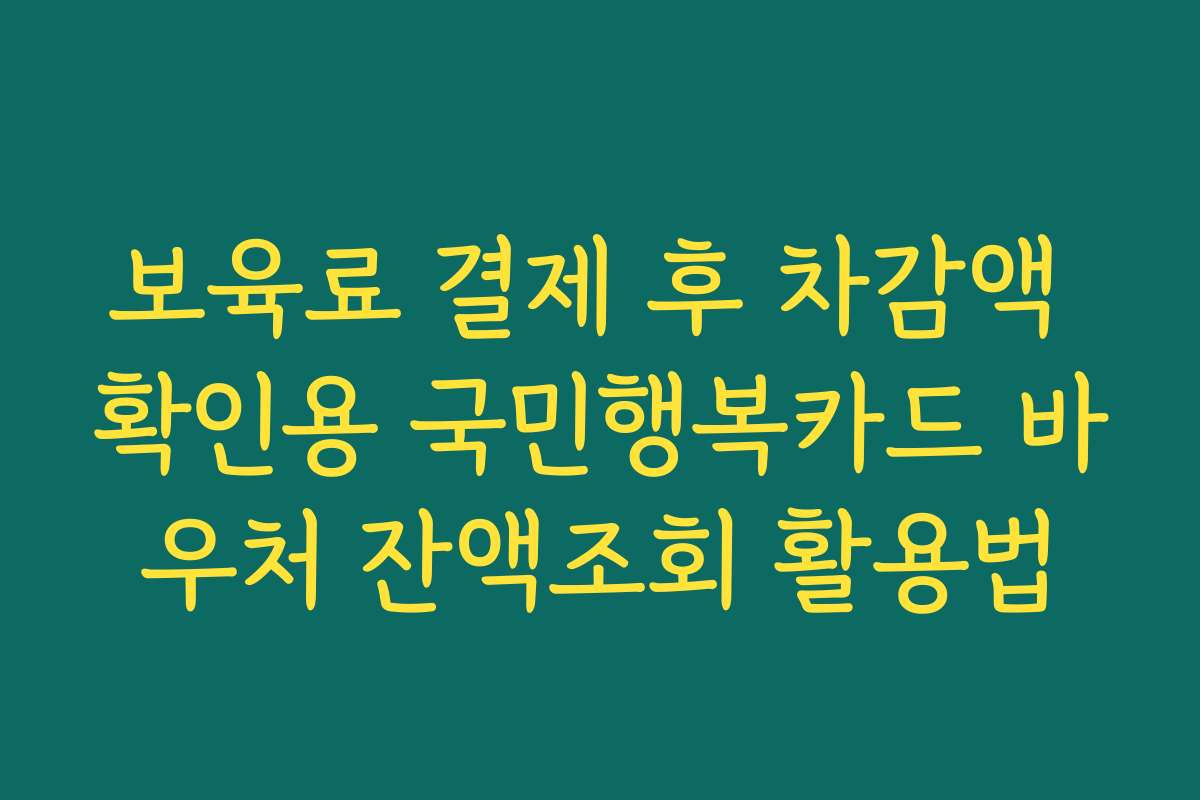 보육료 결제 후 차감액 확인용 국민행복카드 바우처 잔액조회 활용법