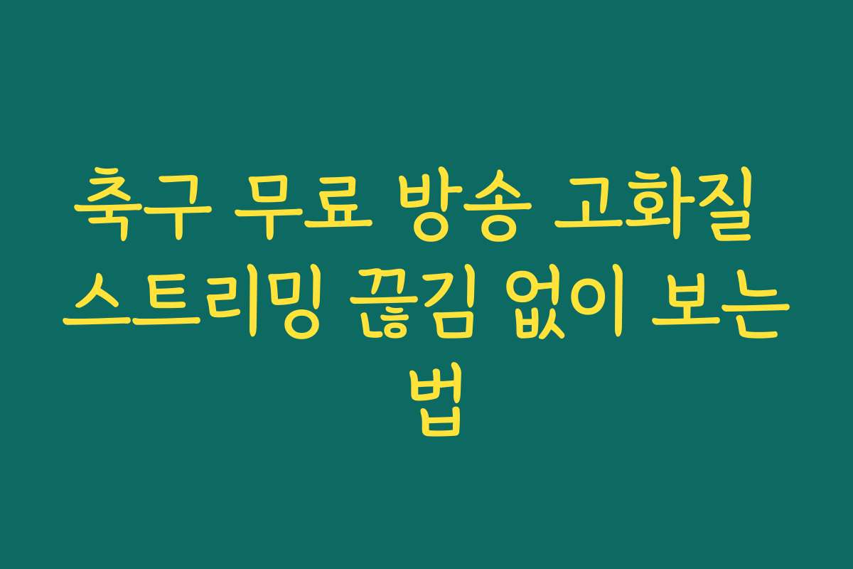 축구 무료 방송 고화질 스트리밍 끊김 없이 보는 법