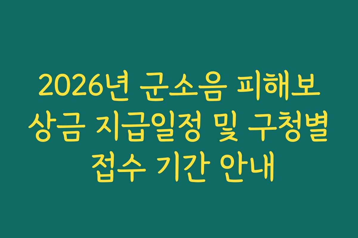 2026년 군소음 피해보상금 지급일정 및 구청별 접수 기간 안내