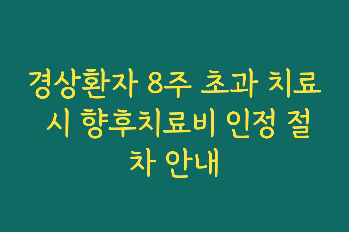 경상환자 8주 초과 치료 시 향후치료비 인정 절차 안내 경상환자 8주 초과 치료 시 향후치료비 인정 절차 안내