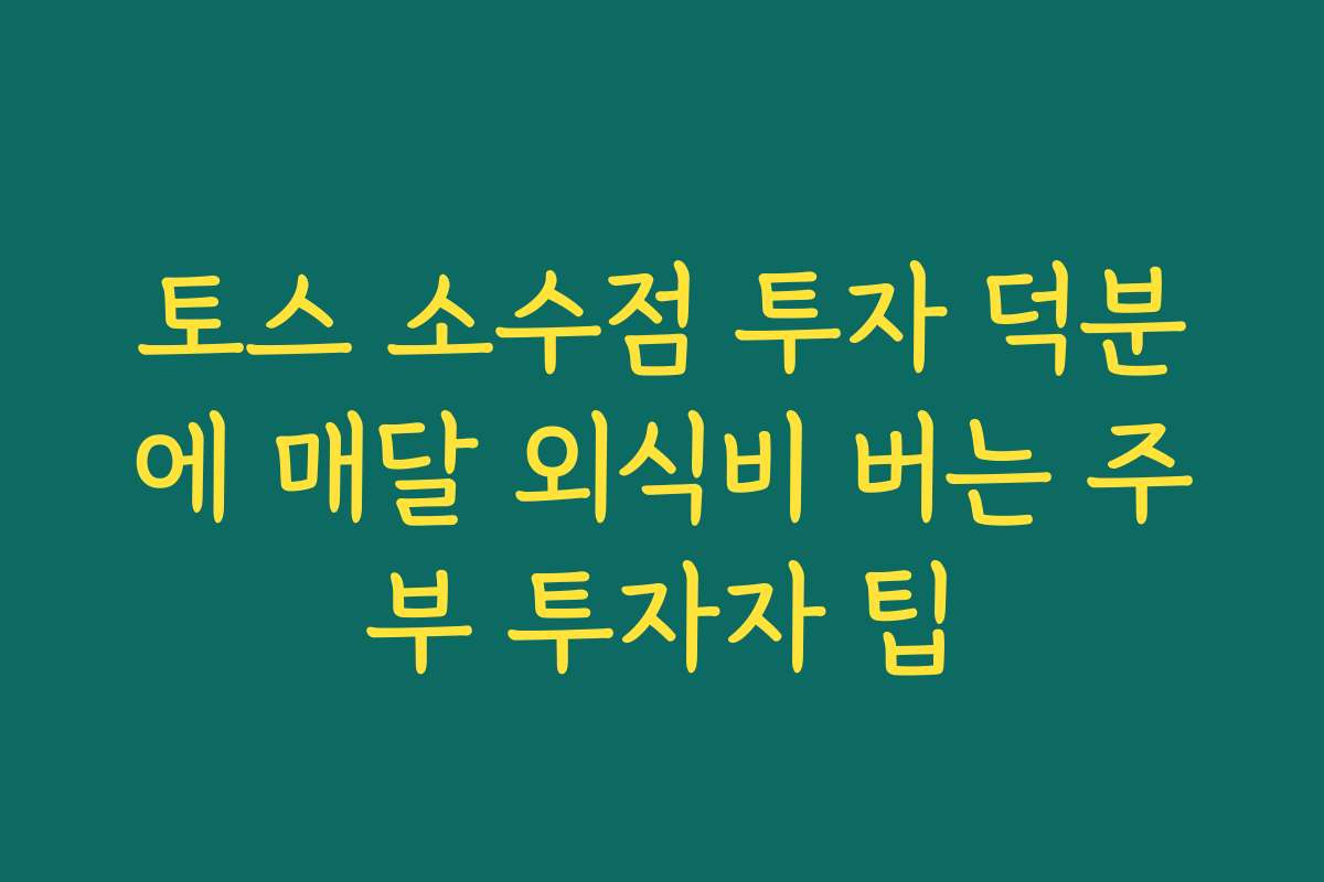 토스 소수점 투자 덕분에 매달 외식비 버는 주부 투자자 팁