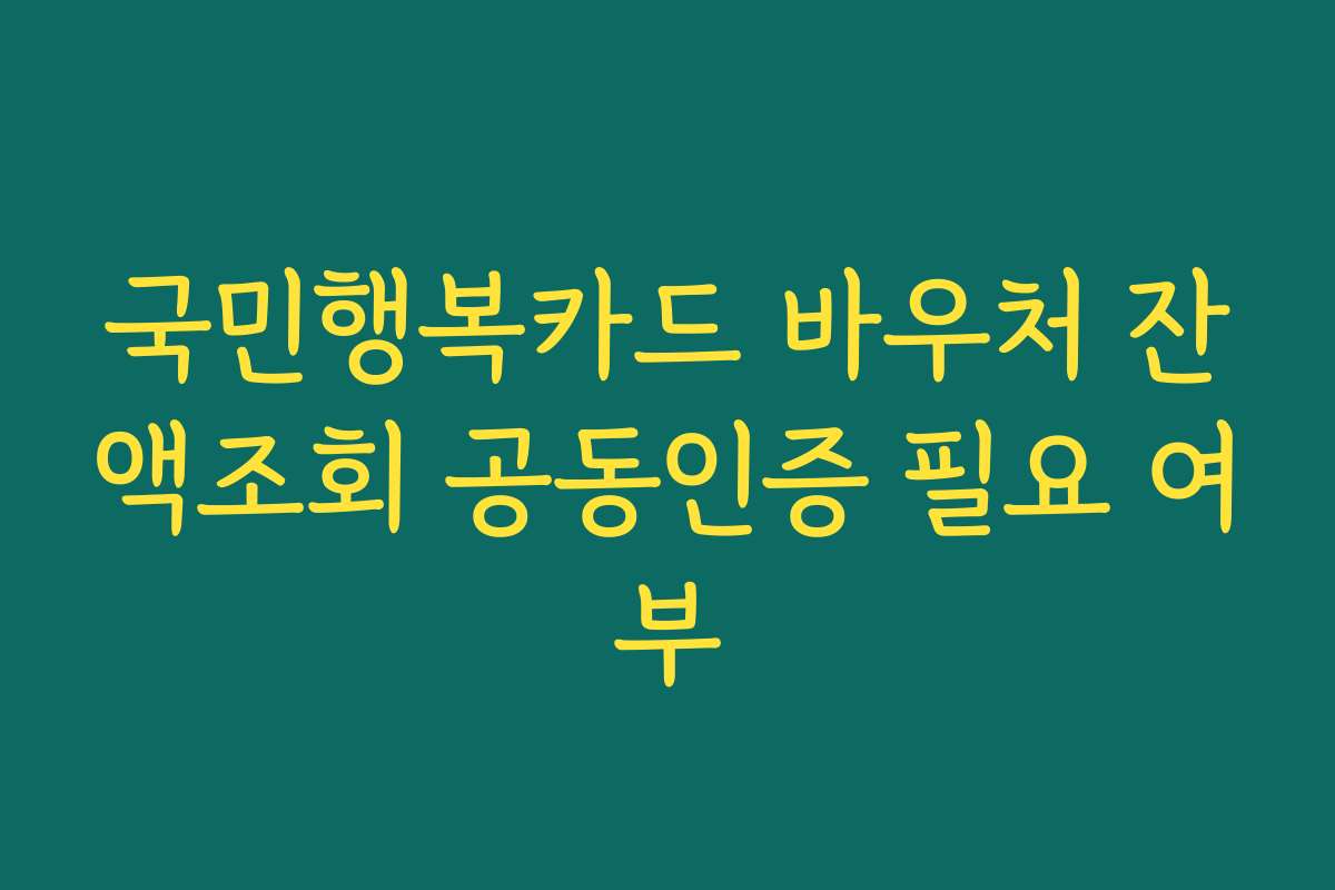국민행복카드 바우처 잔액조회 공동인증 필요 여부