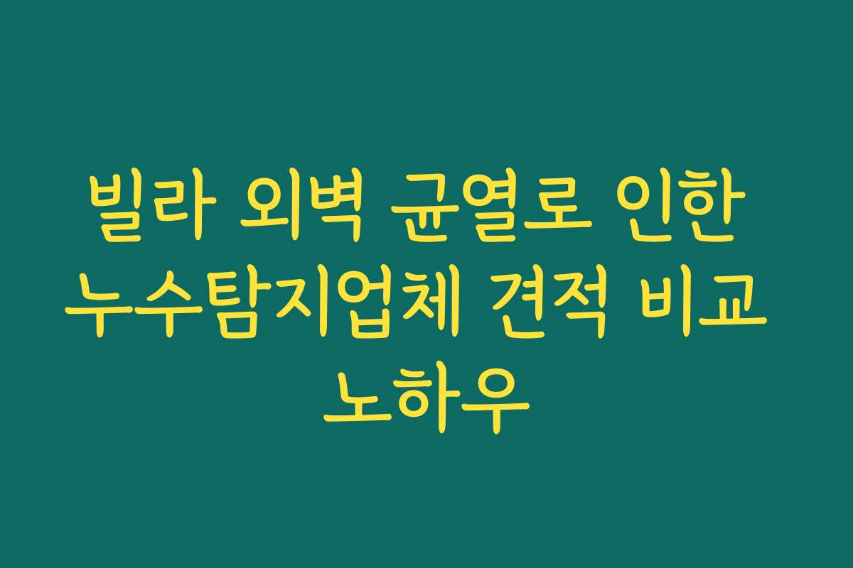 빌라 외벽 균열로 인한 누수탐지업체 견적 비교 노하우