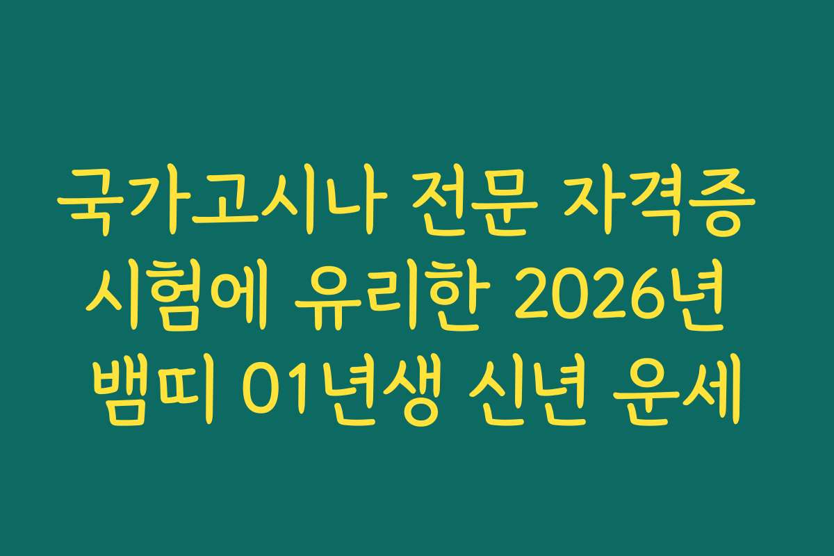 국가고시나 전문 자격증 시험에 유리한 2026년 뱀띠 01년생 신년 운세