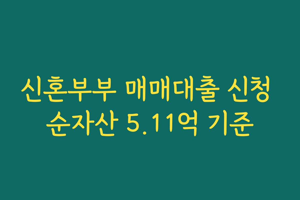 신혼부부 매매대출 신청 순자산 5.11억 기준 신혼부부 매매대출 신청 순자산 5.11억 기준