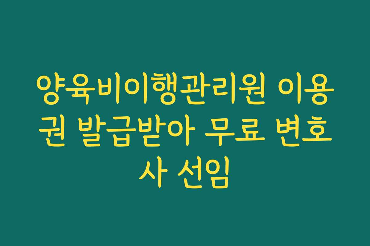 양육비이행관리원 이용권 발급받아 무료 변호사 선임