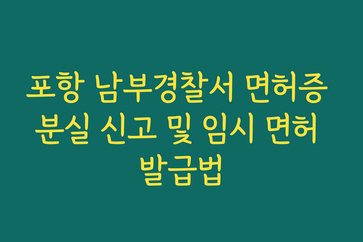 포항 남부경찰서 면허증 분실 신고 및 임시 면허 발급법