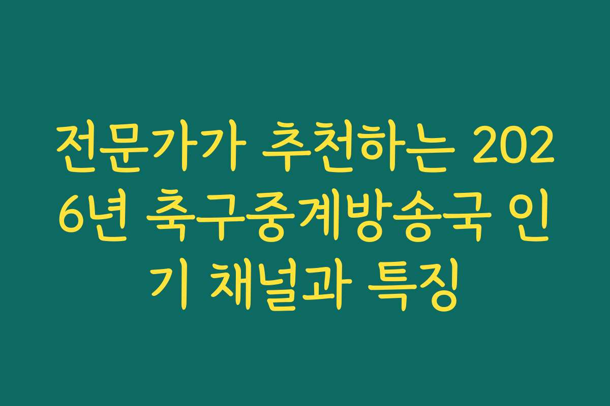 전문가가 추천하는 2026년 축구중계방송국 인기 채널과 특징 전문가가 추천하는 2026년 축구중계방송국 인기 채널과 특징