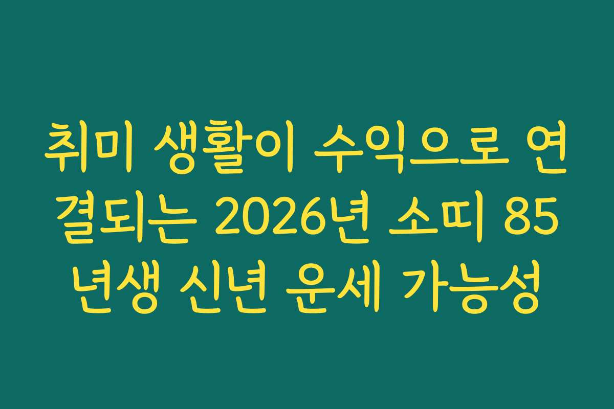 취미 생활이 수익으로 연결되는 2026년 소띠 85년생 신년 운세 가능성 취미 생활이 수익으로 연결되는 2026년 소띠 85년생 신년 운세 가능성