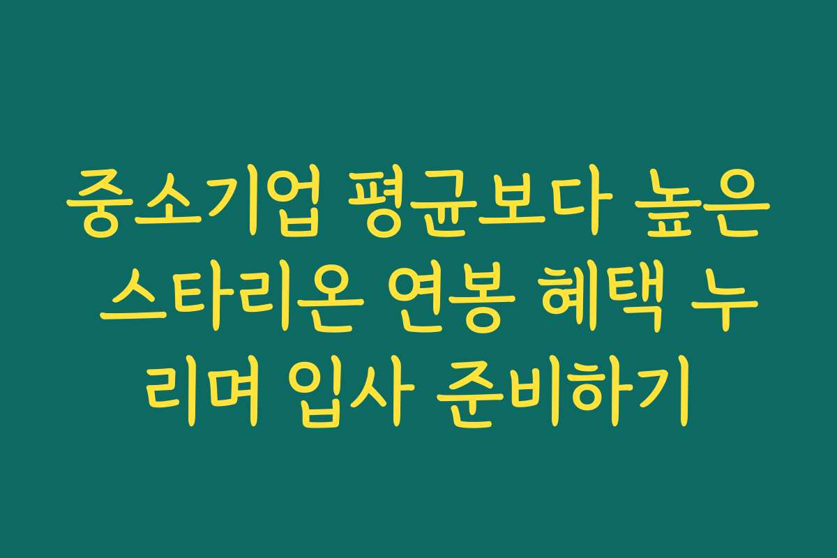 중소기업 평균보다 높은 스타리온 연봉 혜택 누리며 입사 준비하기