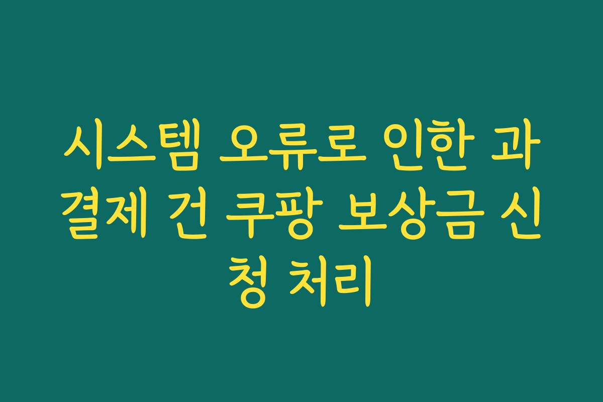 시스템 오류로 인한 과결제 건 쿠팡 보상금 신청 처리