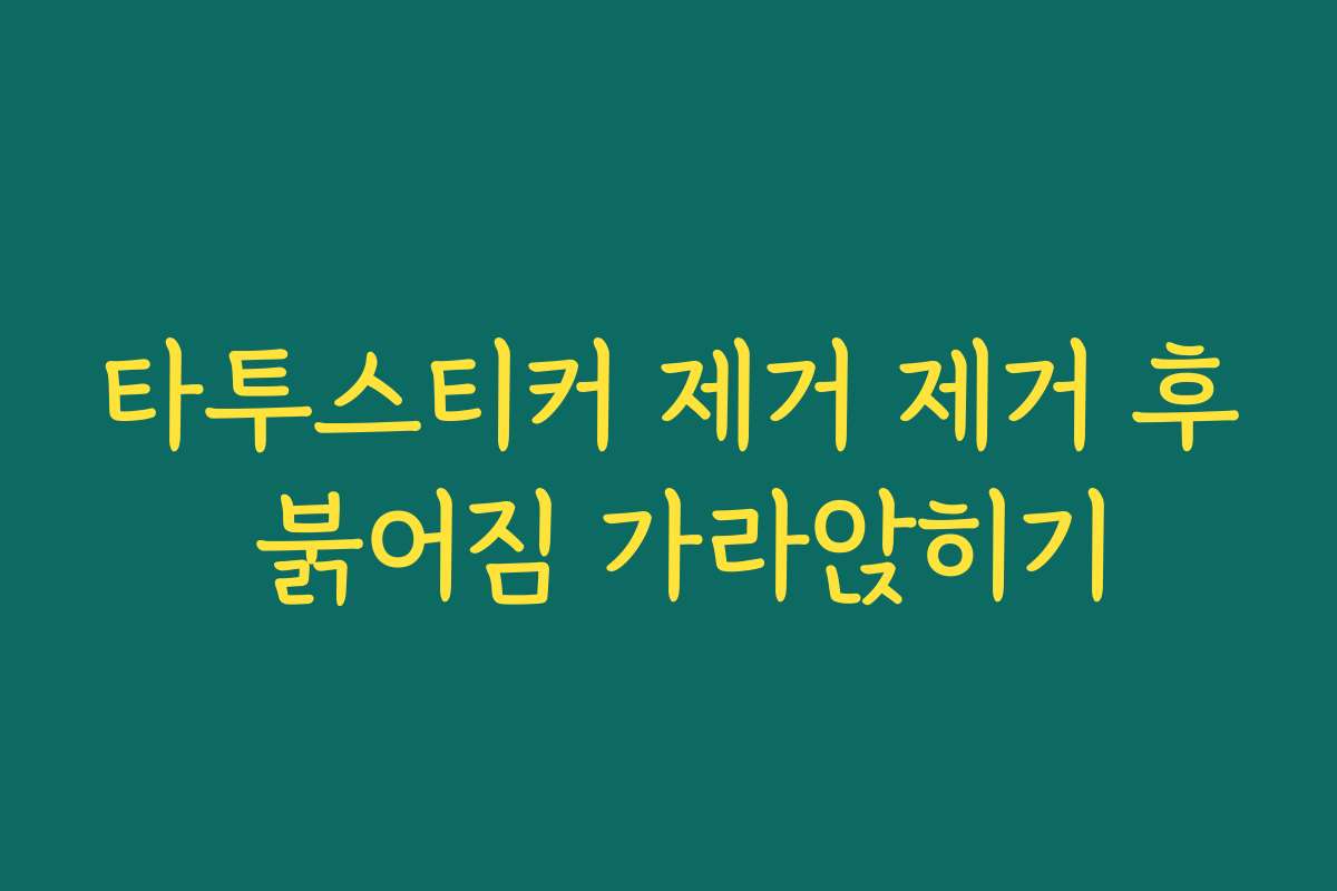 타투스티커 제거 제거 후 붉어짐 가라앉히기