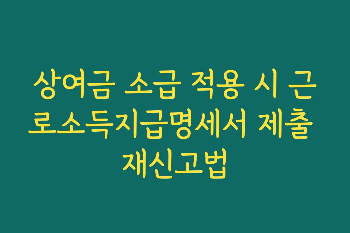 상여금 소급 적용 시 근로소득지급명세서 제출 재신고법