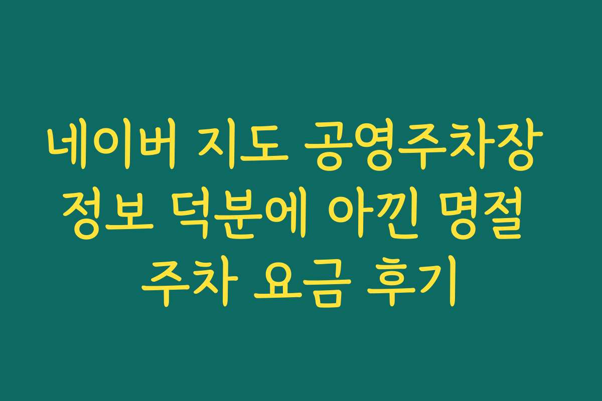 네이버 지도 공영주차장 정보 덕분에 아낀 명절 주차 요금 후기