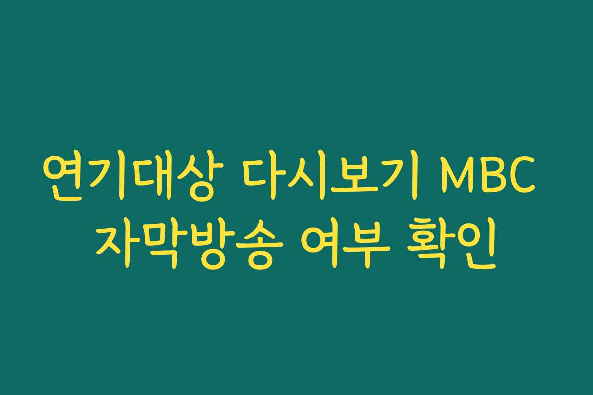 연기대상 다시보기 MBC 자막방송 여부 확인 연기대상 다시보기 MBC 자막방송 여부 확인
