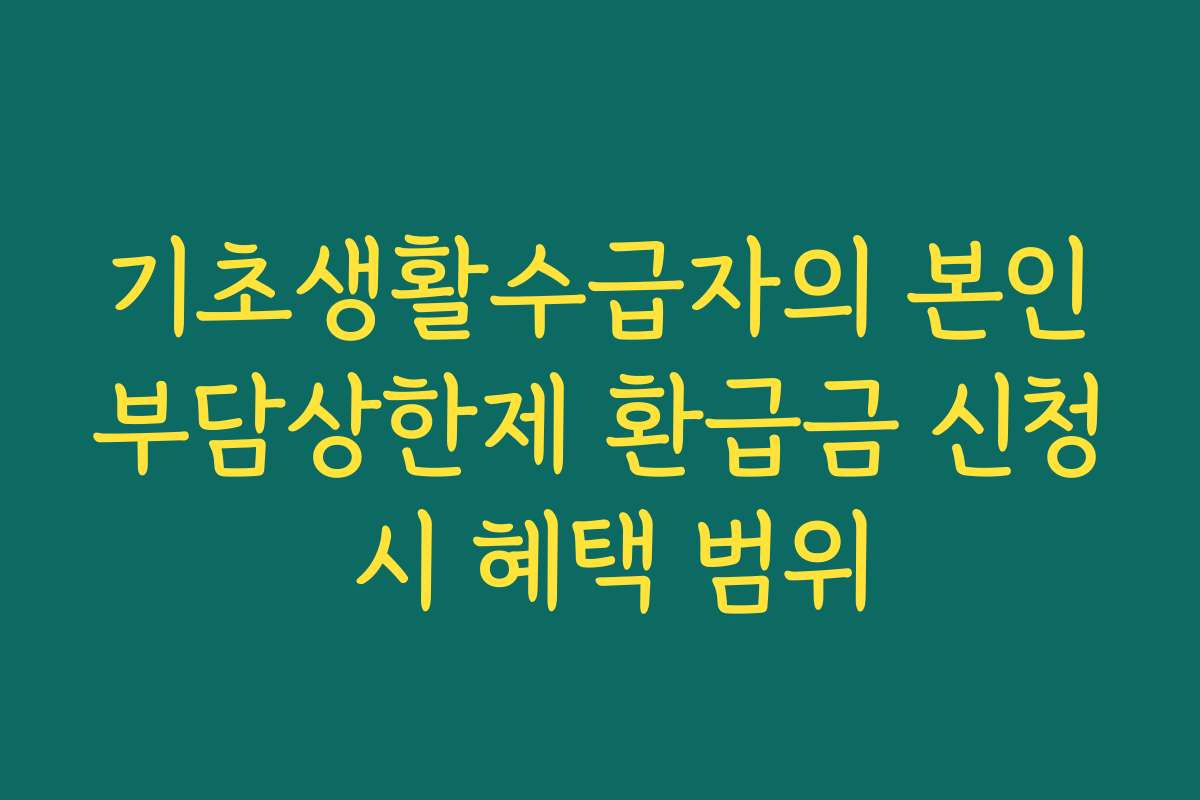 기초생활수급자의 본인부담상한제 환급금 신청 시 혜택 범위