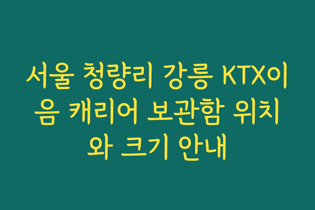 서울 청량리 강릉 KTX이음 캐리어 보관함 위치와 크기 안내 서울 청량리 강릉 KTX이음 캐리어 보관함 위치와 크기 안내