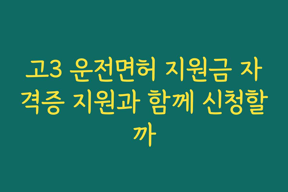 고3 운전면허 지원금 자격증 지원과 함께 신청할까 고3 운전면허 지원금 자격증 지원과 함께 신청할까