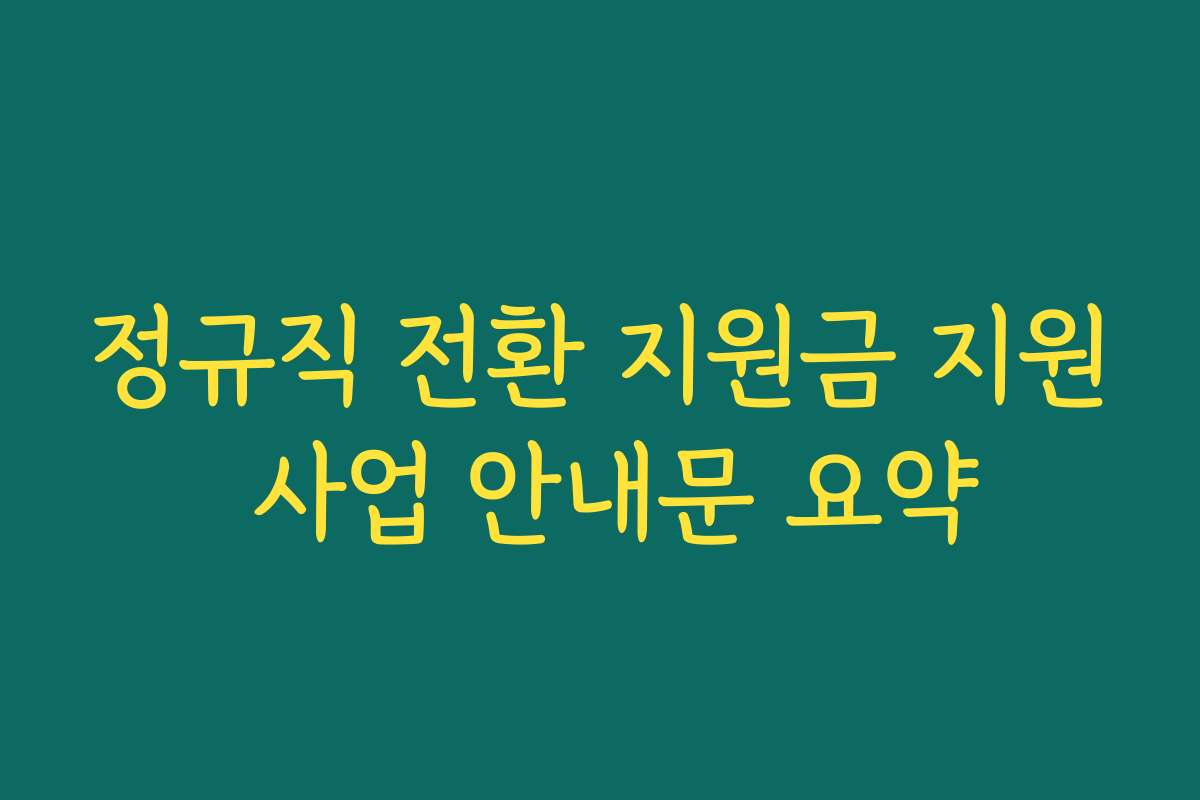 정규직 전환 지원금 지원 사업 안내문 요약