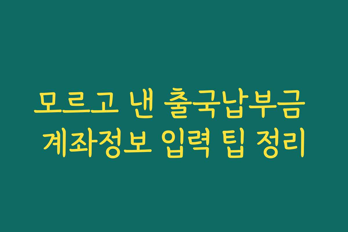 모르고 낸 출국납부금 계좌정보 입력 팁 정리
