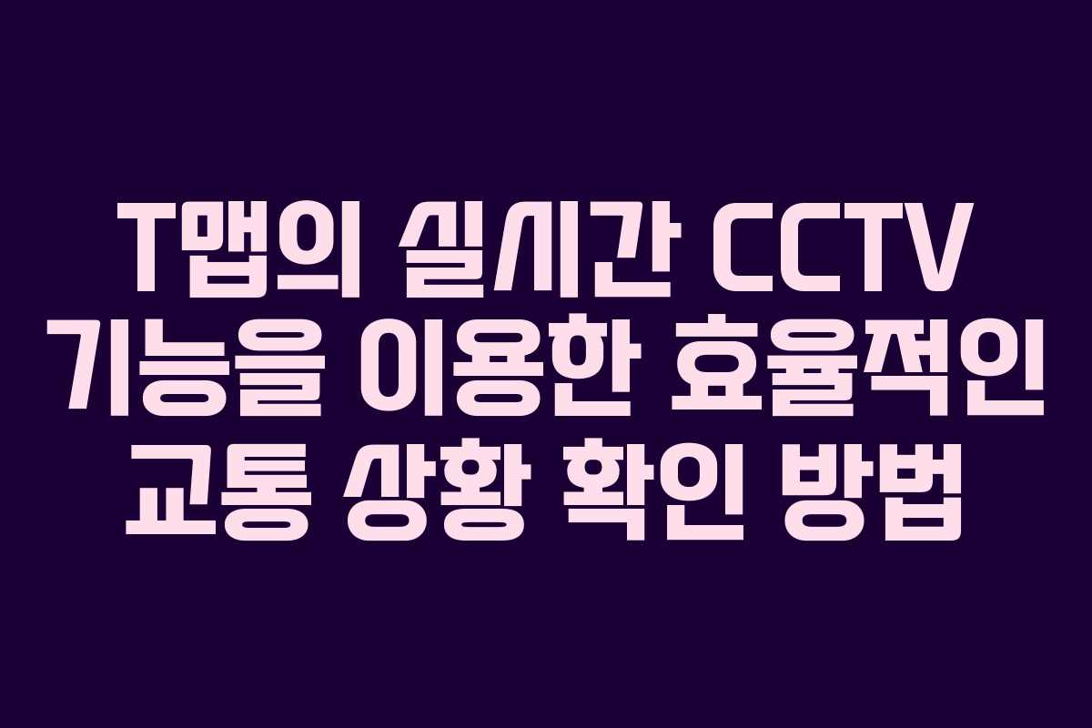 T맵의 실시간 CCTV 기능을 이용한 효율적인 교통 상황 확인 방법