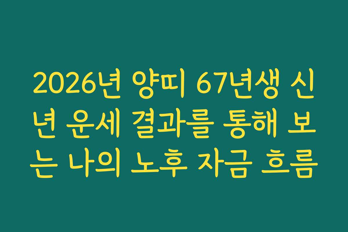 2026년 양띠 67년생 신년 운세 결과를 통해 보는 나의 노후 자금 흐름
