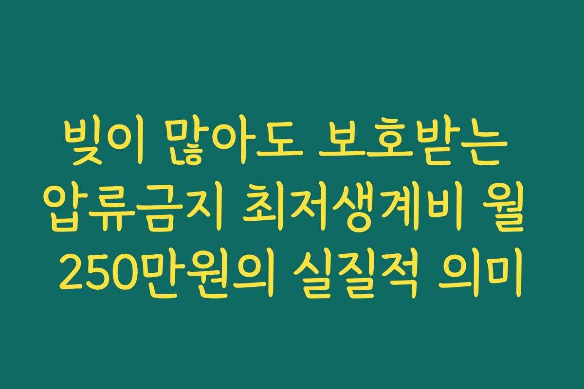 빚이 많아도 보호받는 압류금지 최저생계비 월 250만원의 실질적 의미