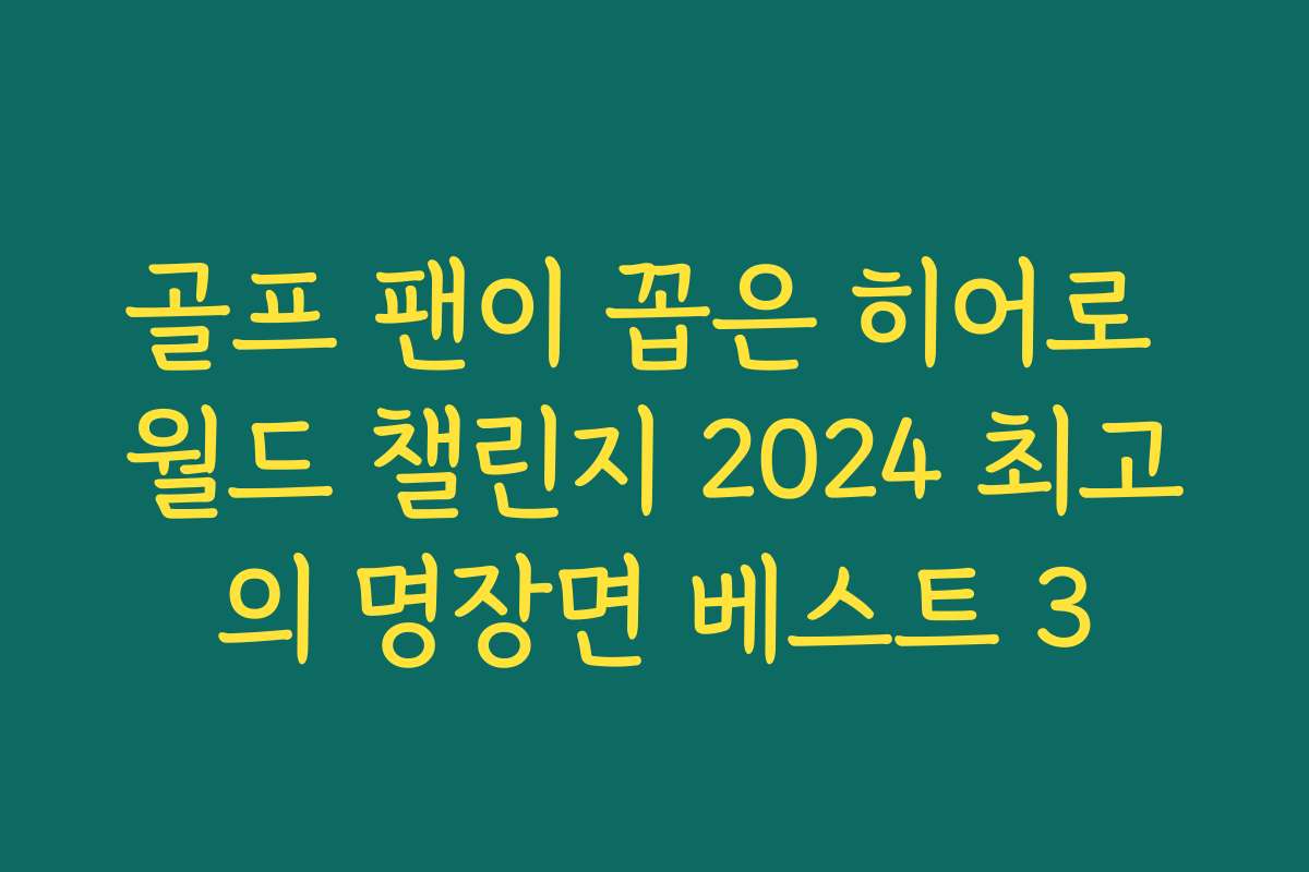골프 팬이 꼽은 히어로 월드 챌린지 2024 최고의 명장면 베스트 3