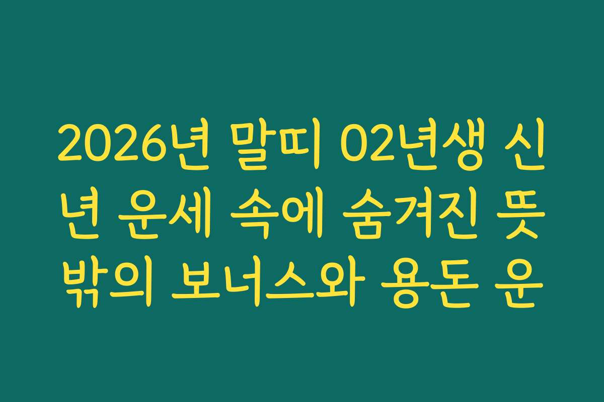 2026년 말띠 02년생 신년 운세 속에 숨겨진 뜻밖의 보너스와 용돈 운