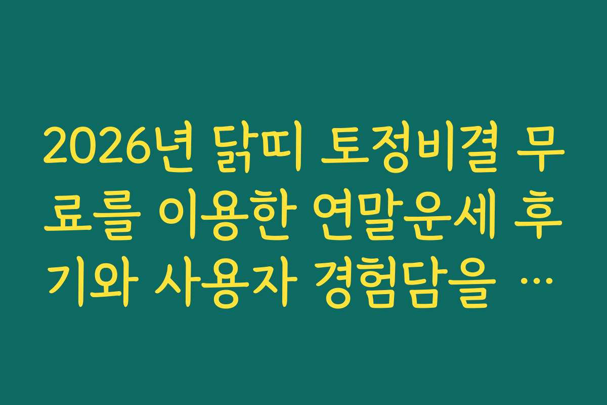 2026년 닭띠 토정비결 무료를 이용한 연말운세 후기와 사용자 경험담을 소개합니다
