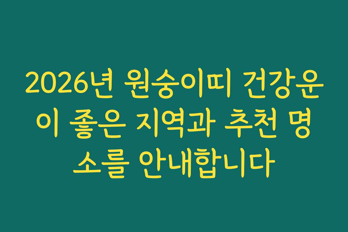 2026년 원숭이띠 건강운이 좋은 지역과 추천 명소를 안내합니다